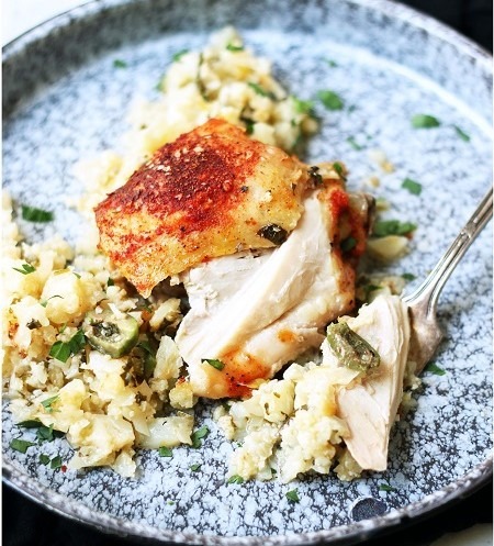 Baked Chicken and Cauliflower Rice