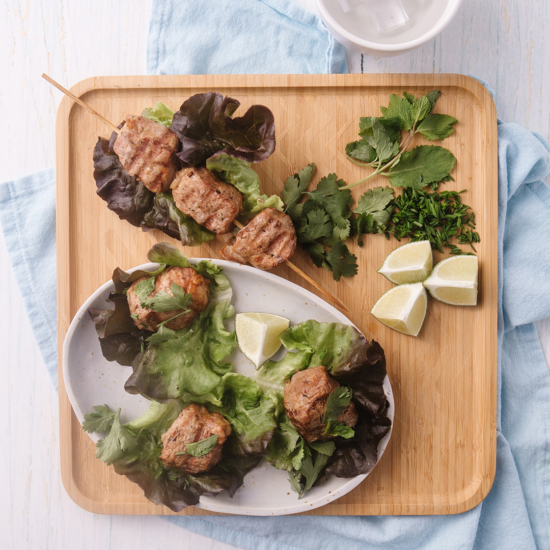 Pork Skewer Lettuce Wrap