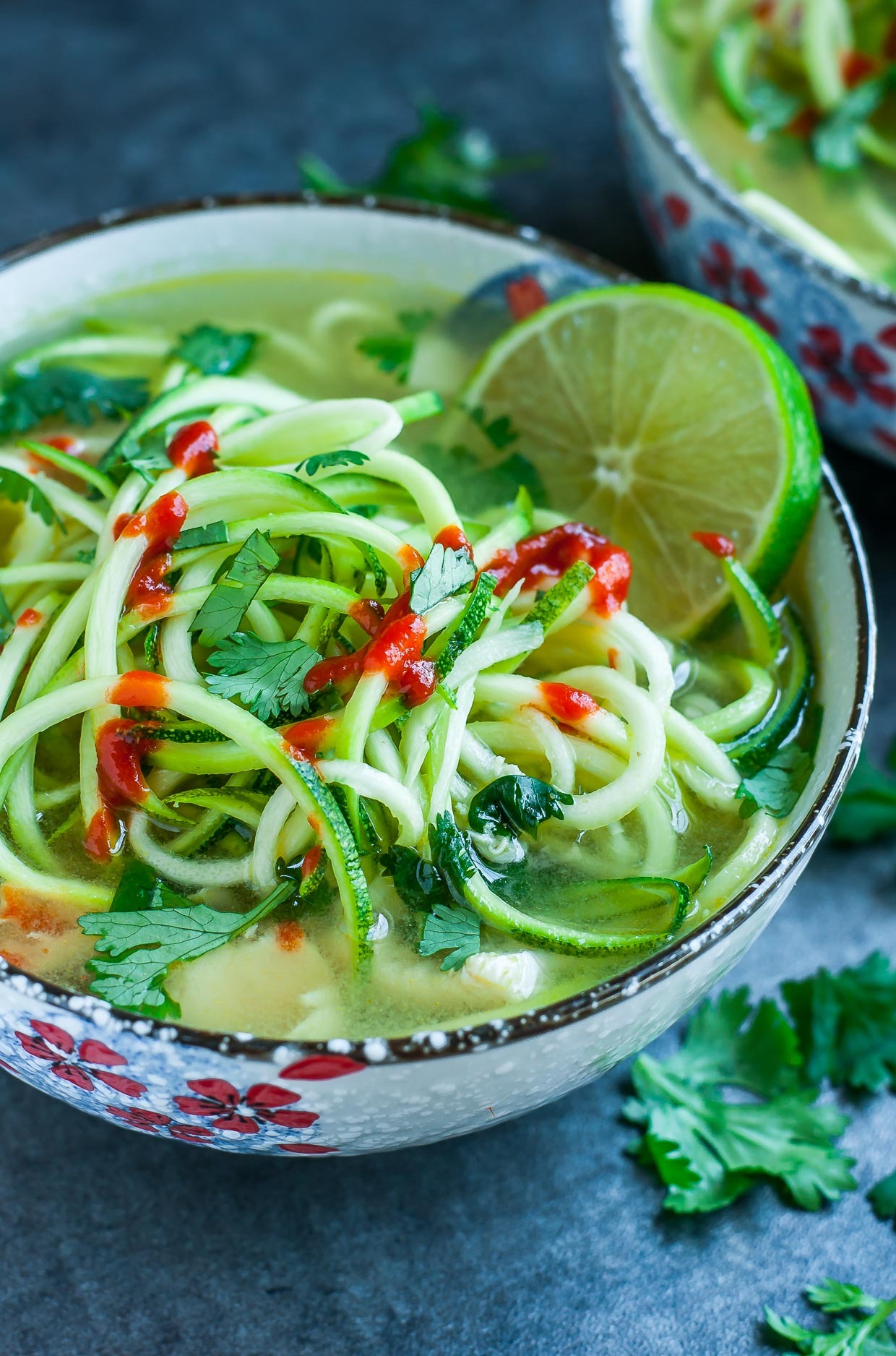 Spicy Chicken Zucchini Noodle Soup