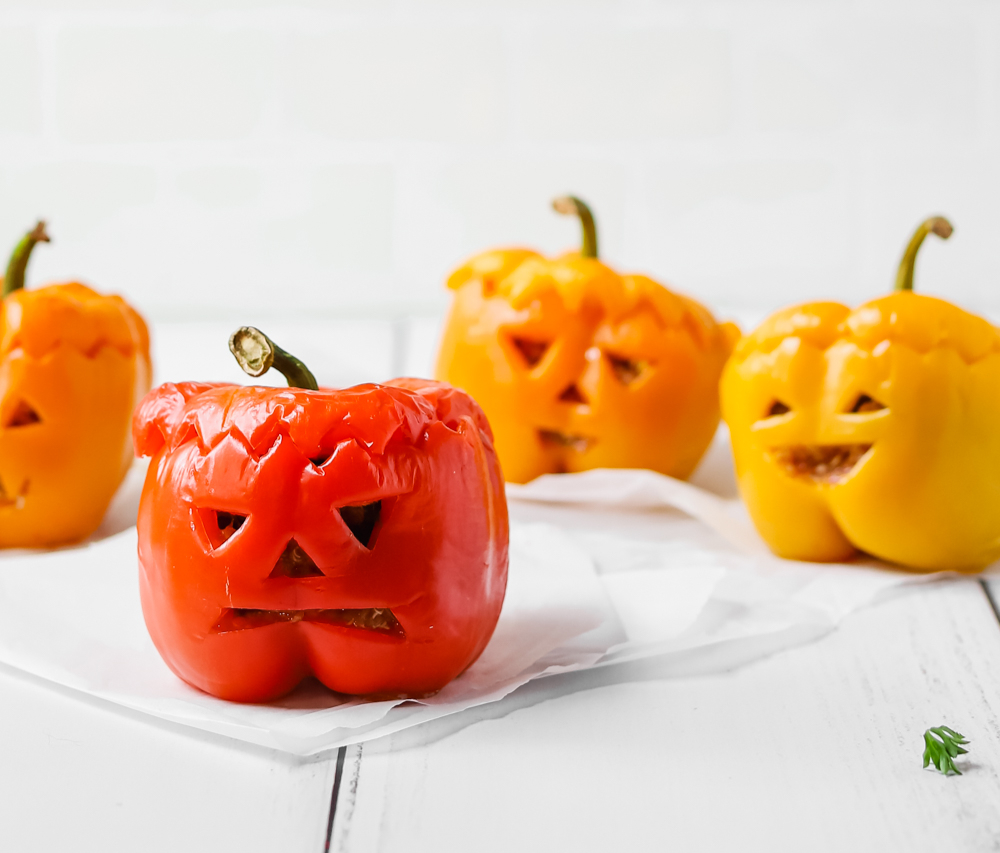 Spooky Stuffed Bell Peppers