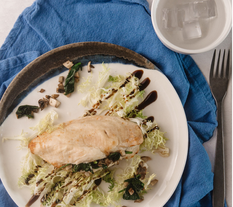 Stuffed Chicken Breast with Frisee Salad