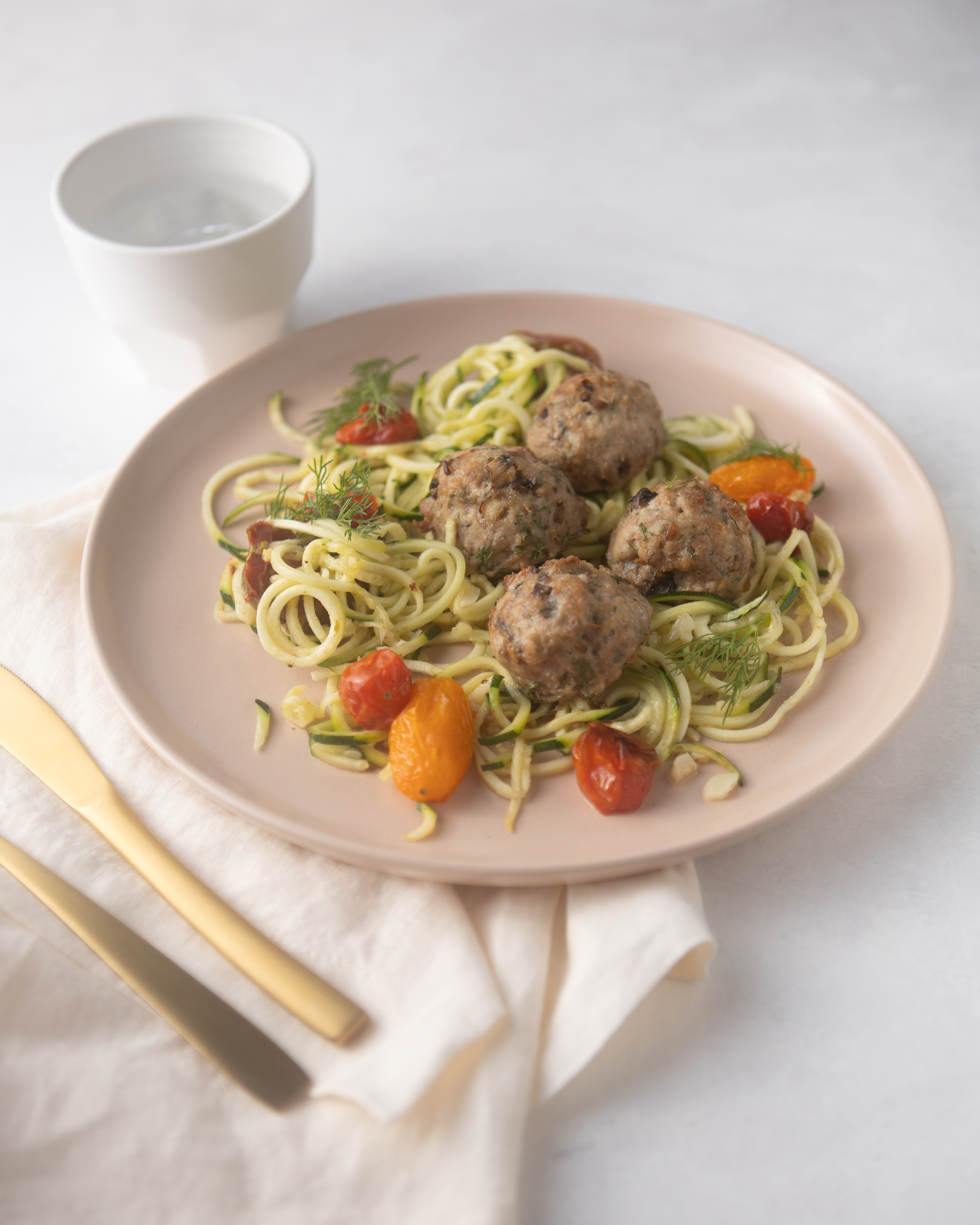 Turkey and Dill Meatballs with Zucchini Noodles